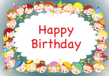 Doğum günü kartı ile çocuk çizimi.