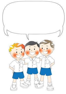 Çocuklar okul çocukları arka arkaya 