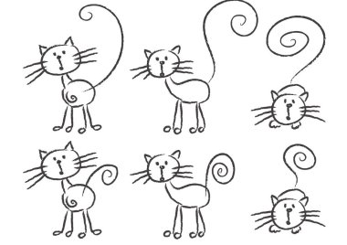 Kara kedi ve kedi seti.