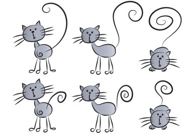 Kara kedi ve kedi seti.