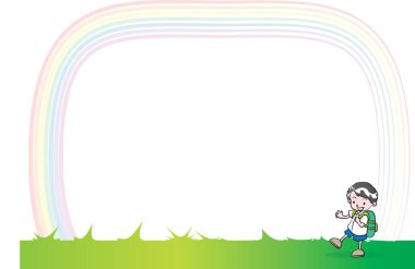 Yeşil çimlerin üzerinde bir çocuğun resmi