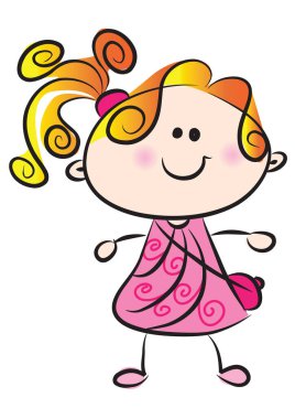 Pembe elbiseli sevimli kız.