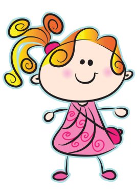 Pembe elbiseli sevimli kız.