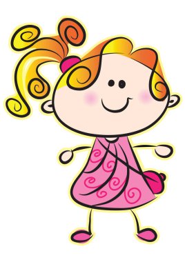 Pembe elbiseli şirin küçük kız.