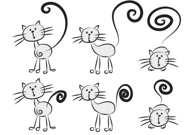 Uzun kuyruklu kediler.