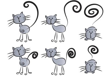 Kara kedi ve kedi seti.