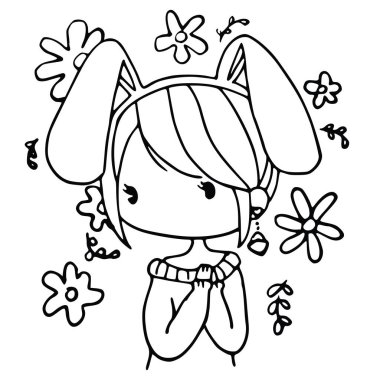 Çiçekli güzel bir kız.