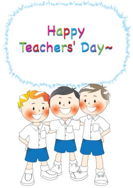 Mutlu öğretmenler günü tebrik kartı.