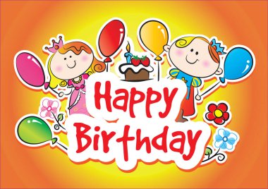 Tatlı çizgi film karakterli mutlu yıllar.