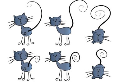 kedilerin çizgi film vektör kümesi