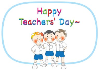 Erkeklerle mutlu öğretmenler günü kartı