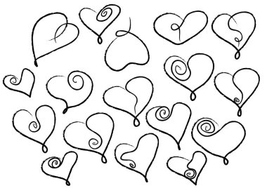 Güzel dekoratif kalp koleksiyonu, aşk konsepti 