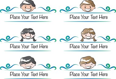 Kız ve erkeğin yüz yüze olduğu çizgi film karakterlerinin vektör çizimleri.