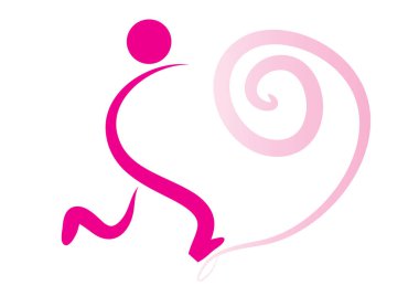 vektör, beyaz arka planda kalp şeklinde pembe logo