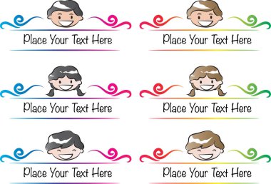 Çizgi film karakterli pankartlar. vektör illüstrasyonu