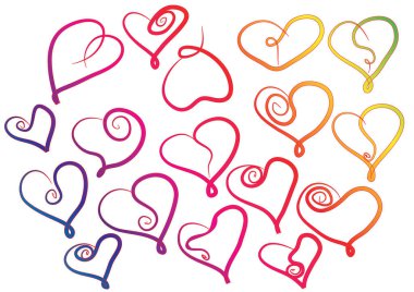Güzel dekoratif kalp koleksiyonu, aşk konsepti 