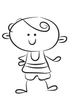 Mutlu çocuk çizgi film çizimi