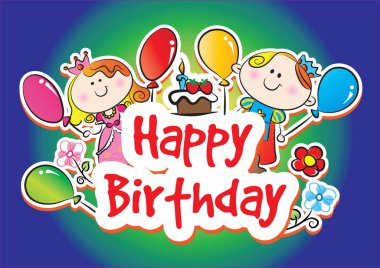 Güzel çizgi film karakterleri olan mutlu yıllar.