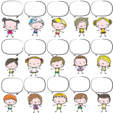 Farklı ifadelerin çizgi film karakterinin vektör çizimi