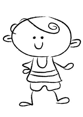 Küçük tatlı bir kızın el çizimi.