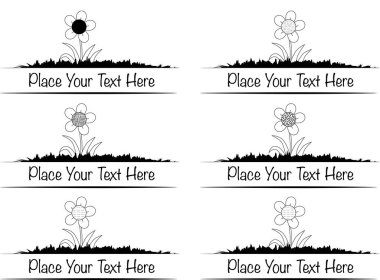 Siyah ve beyaz çiçeklerin vektör kümesi