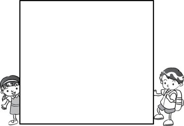 Siyah-beyaz bir kız ve oğlanın boş bir sancağı var.