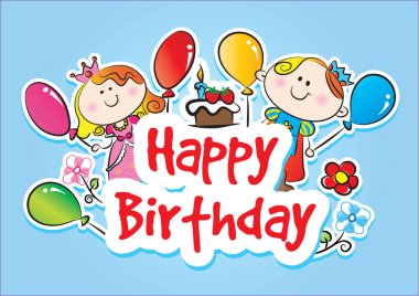 Küçük şirin çocukların doğum günü kartı kutlu olsun