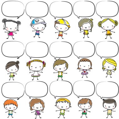 Çizgi film karakterlerinin vektör kümesi