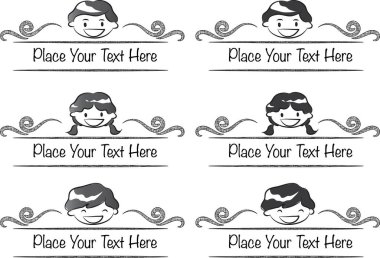 Komik çocuk suratlı vektör çizimleri