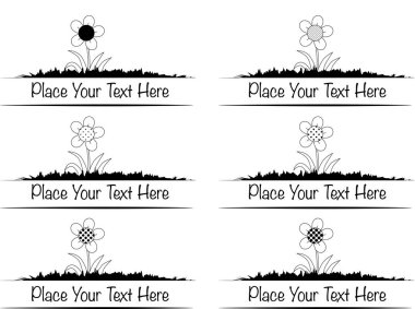 Siyah ve beyaz çiçeklerin vektör kümesi