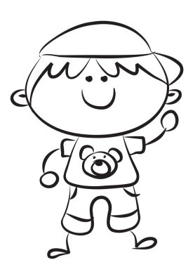 Vektör içindeki şirin bir çocuğun çizgi film çizimi..