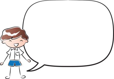 Mesajın için boş yeri olan çizgi film çocuğu.