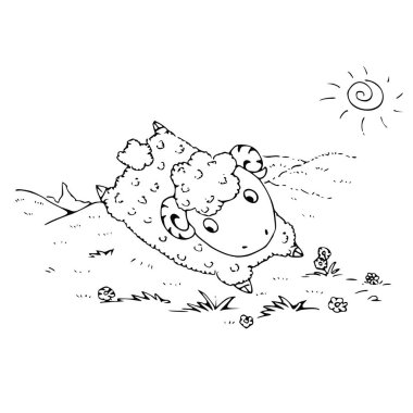 Beyaz arka planda şirin bir koyun.