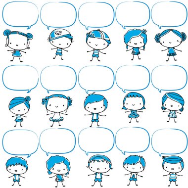 Farklı ifadelere sahip çocukların çizimi