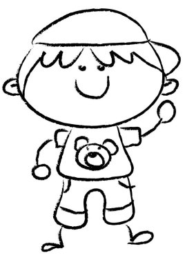 Çizgi film karakteri şirin çocuğun vektör çizimi