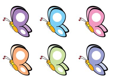 Çizgi film kelebeklerinin vektör kümesi