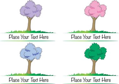 Beyaz arkaplanda izole edilmiş ağaç siluetleri