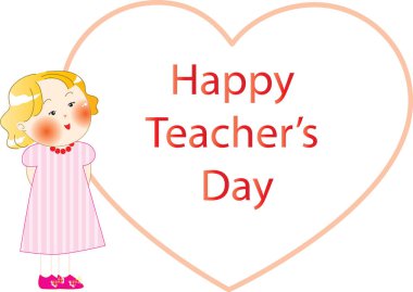 Küçük tatlı bir kızla öğretmenler günü kartın kutlu olsun.