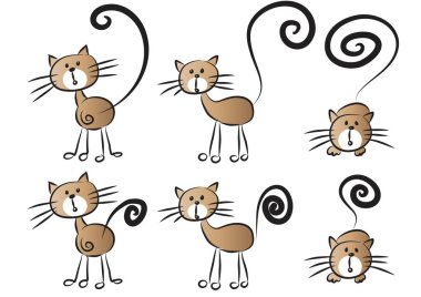 Beyaz arka planda kedi seti