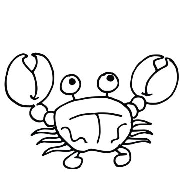 Çizgi filmin güzel siyah beyaz yengeci.