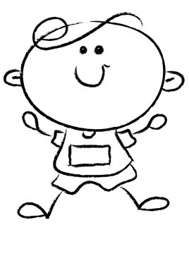 Tatlı bir çizgi film çocuğunun vektör çizimi