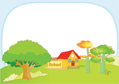 Parktaki bir okulun vektör çizimi