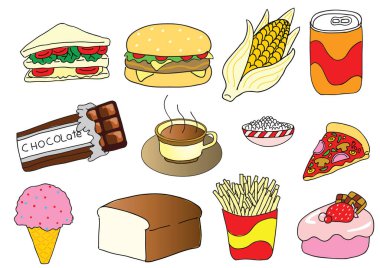 vektör yiyecek kümesi ve fast food.