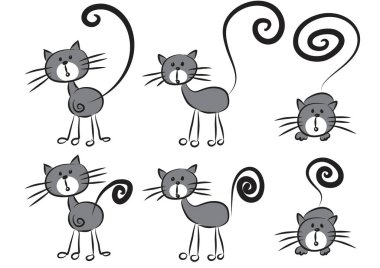 Bir grup siyah kedi. vektör illüstrasyonu