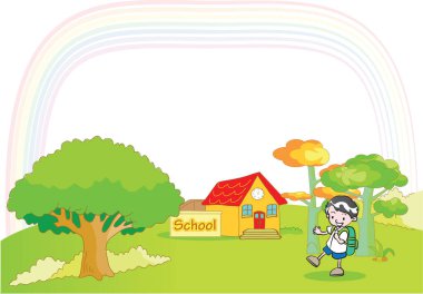 Şirin bir şehrin arka planının vektör illüstrasyonu