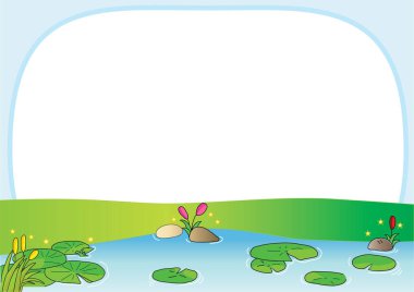 Metin için yeşil çim çayırı ve boşluk çizimi 