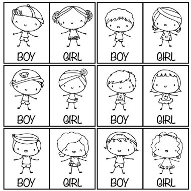 Çocuklar için boyama kitabı. El çizimi karikatür çizimi.