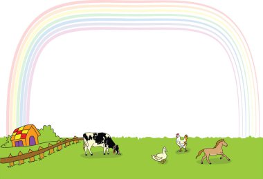 Hayvanlı bir çiftliğin vektör çizimi