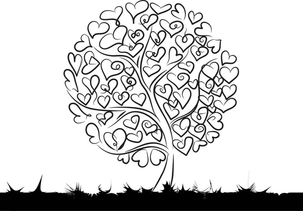 Silueta Árbol Sobre Fondo Blanco — Vector de stock