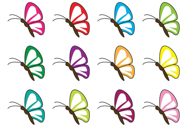 Serie Farfalle Diverse — Vettoriale Stock